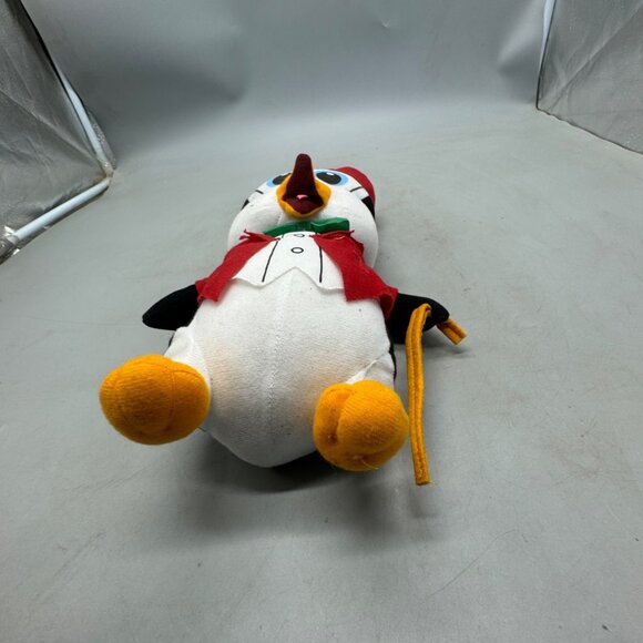 Vintage Christmas Penguin Plush Toy In Red Santa Outfit With Bow Tie & Hat READ - Picture 4 of 6